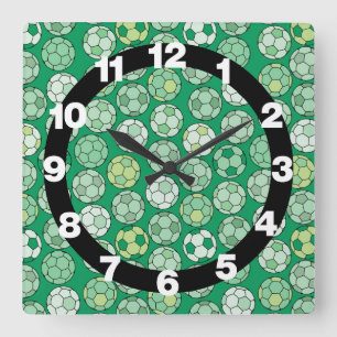 Balas de fútbol reloj de pared verde