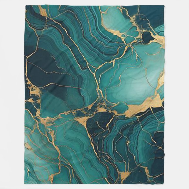 Balas de mantas verde esmeralda y sherpa de oro (Anverso)