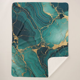 Balas de mantas verde esmeralda y sherpa de oro