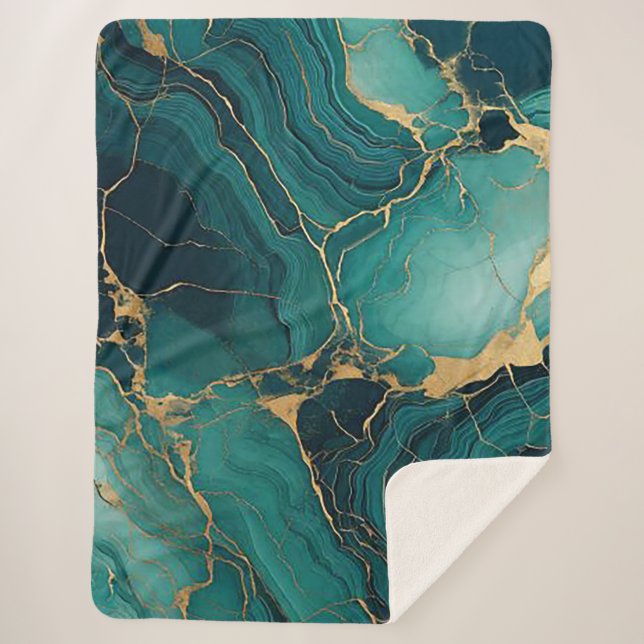 Balas de mantas verde esmeralda y sherpa de oro (Anverso)