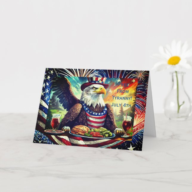 Bald Eagle 4 de julio, tarjeta de felicitación ple (Planta pequeña)