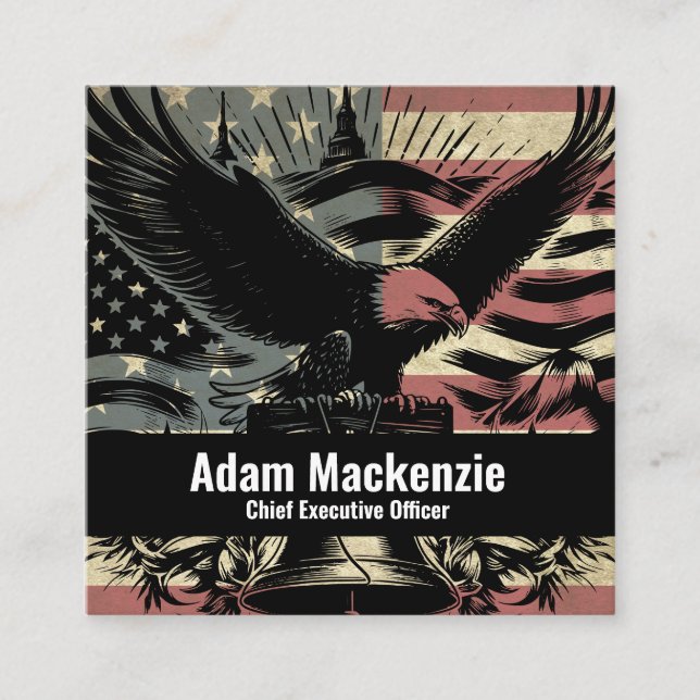 Bald Eagle Bandera Americana Tarjeta de Negocio Pa (Anverso)