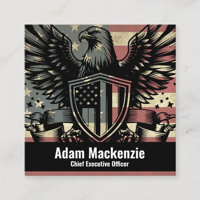 Bald Eagle Bandera Americana Tarjeta de Negocio Pa (Anverso)