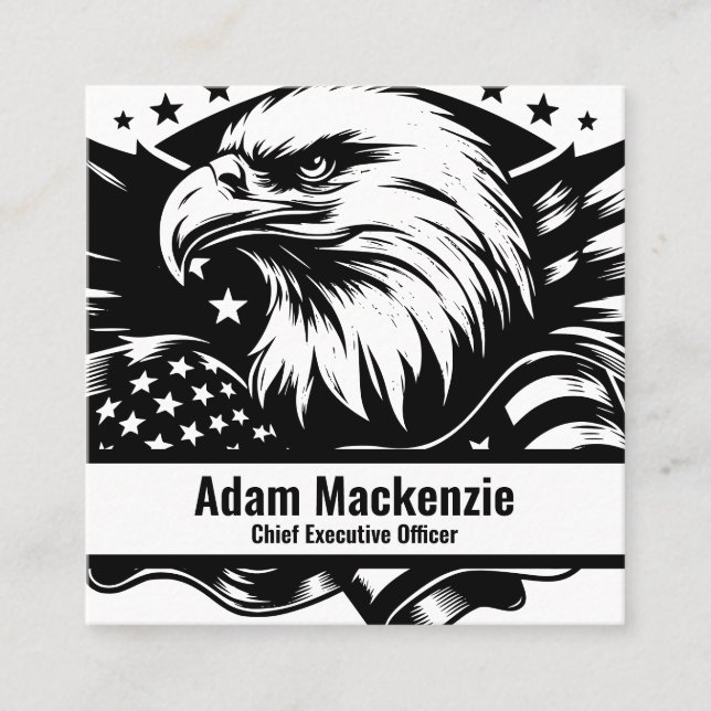 Bald Eagle Bandera Americana Tarjeta de Negocio Pa (Anverso)
