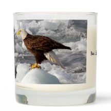Bald Eagle glass candle