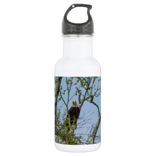 Bald Eagle Sonríe Botella de agua de acero inoxida