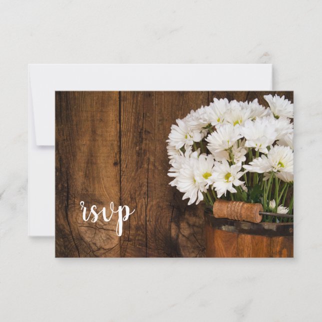 Balde de madera Daisies Boda de campo RSVP (Anverso)
