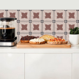 Baldosa beige con flor de color azulejos y marco g