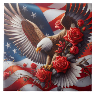 Baldosa Cerámica Águila Patriótica Bandera America