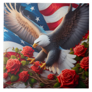 Baldosa Cerámica Águila Patriótica Bandera America