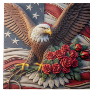 Baldosa Cerámica Águila Patriótica Bandera America