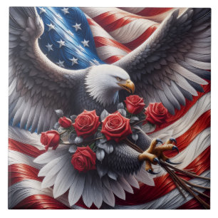 Baldosa Cerámica Águila Patriótica Bandera America