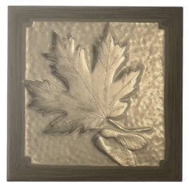 Baldosa cerámica, artesano Maple Leaf tono de oro