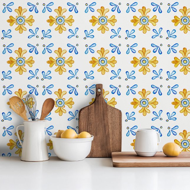 Baldosa cerámica azul de estilo mediterráneo (Subido por el creador)
