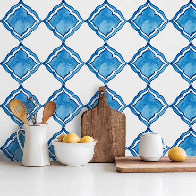 Baldosa cerámica azul de estilo mediterráneo (Subido por el creador)