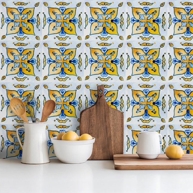 Baldosa cerámica azul de estilo mediterráneo (Subido por el creador)