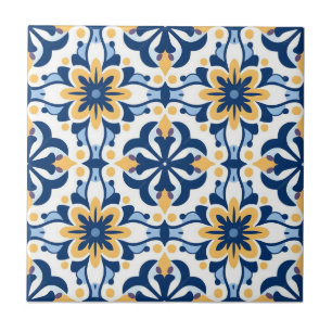 Baldosa Cerámica - Azulejo Amarillo Azul Blanco