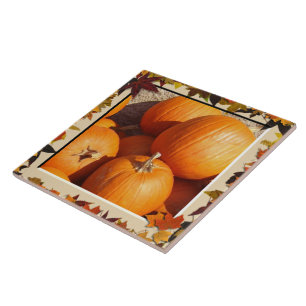 Baldosa cerámica - calabazas enmarcadas otoño