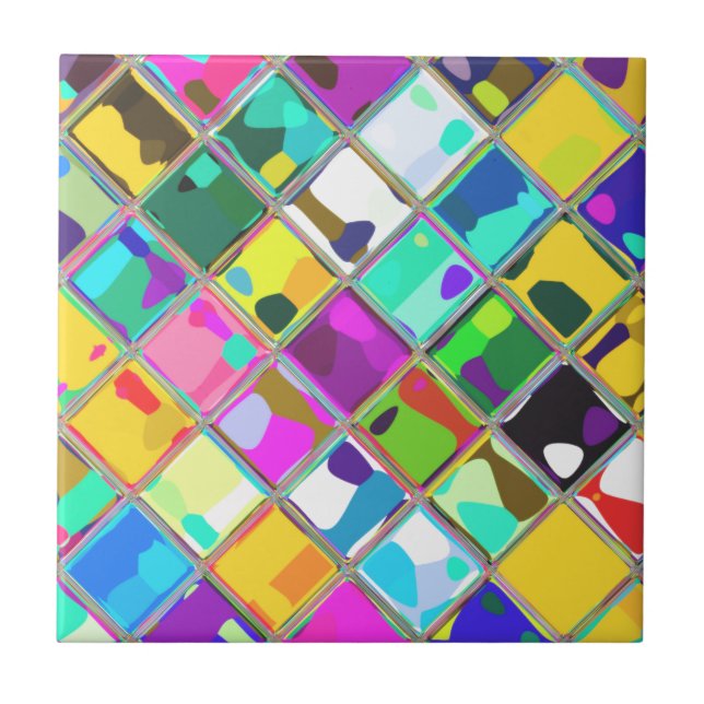 Baldosa cerámica colorida única (Frente)