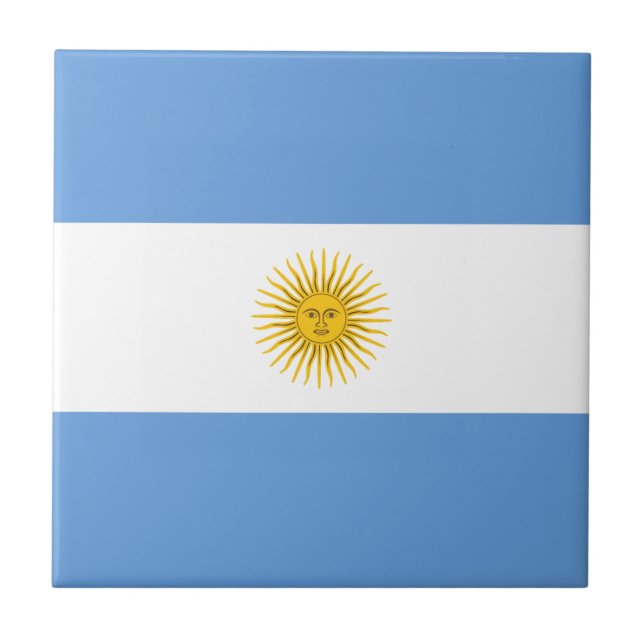 Baldosa cerámica con bandera argentina (Frente)
