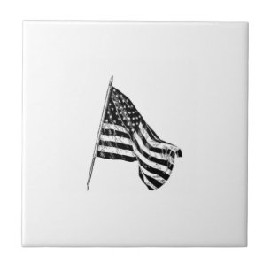 Baldosa Cerámica con Boceto de la Bandera American