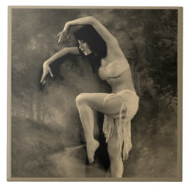 Baldosa cerámica con foto de bailarina de época