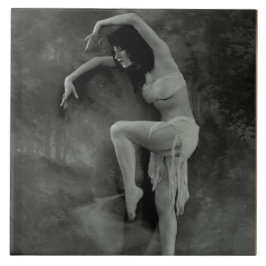 Baldosa cerámica con foto de bailarina de época