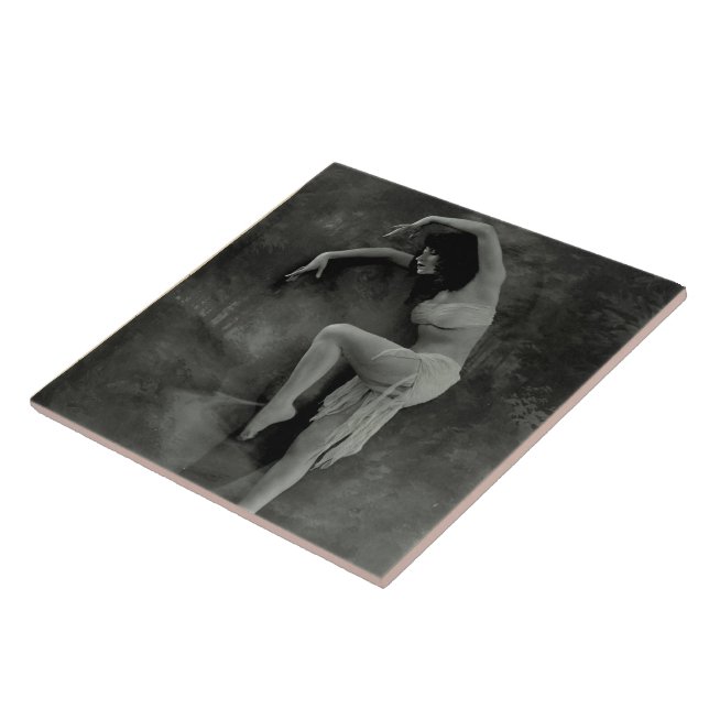 Baldosa cerámica con foto de bailarina de época (Lado)