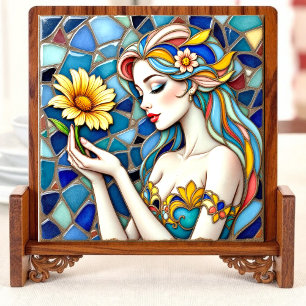 Baldosa cerámica de embrión floral Mosaic
