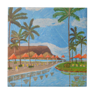 Baldosa cerámica de escena tropical