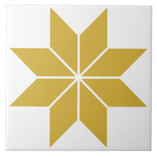 Baldosa cerámica de estrella geométrica dorada