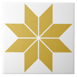 Baldosa cerámica de estrella geométrica dorada