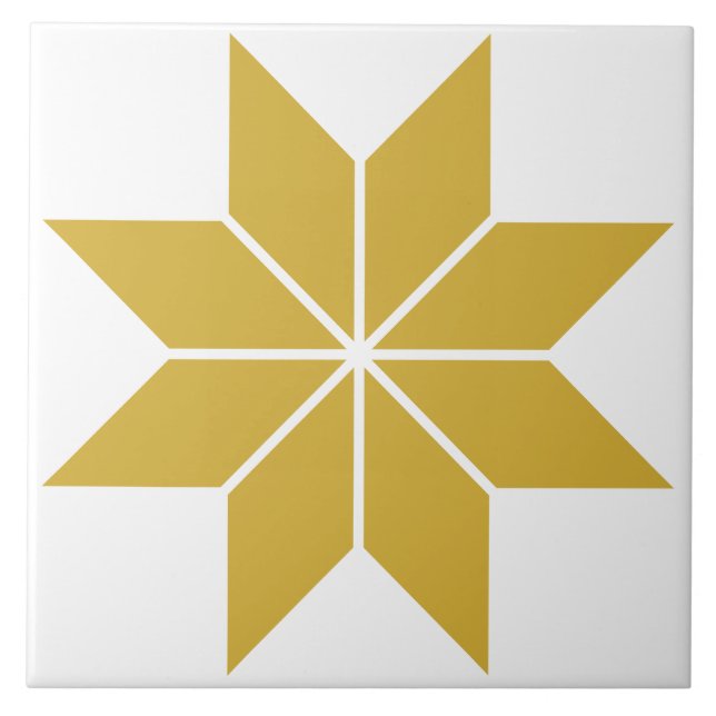 Baldosa cerámica de estrella geométrica dorada (Frente)