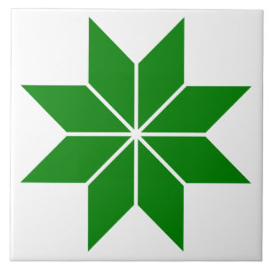 Baldosa cerámica de estrella geométrica verde