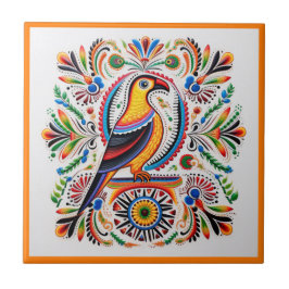 Baldosa cerámica de huichol mexicano