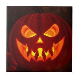 Baldosa Cerámica de Jack-O-Lantern Brillante de Ha