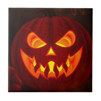 Baldosa Cerámica de Jack-O-Lantern Brillante de Ha