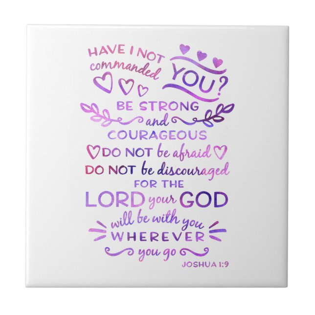 Baldosa cerámica de Joshua del 1:9 de la escritura (Frente)