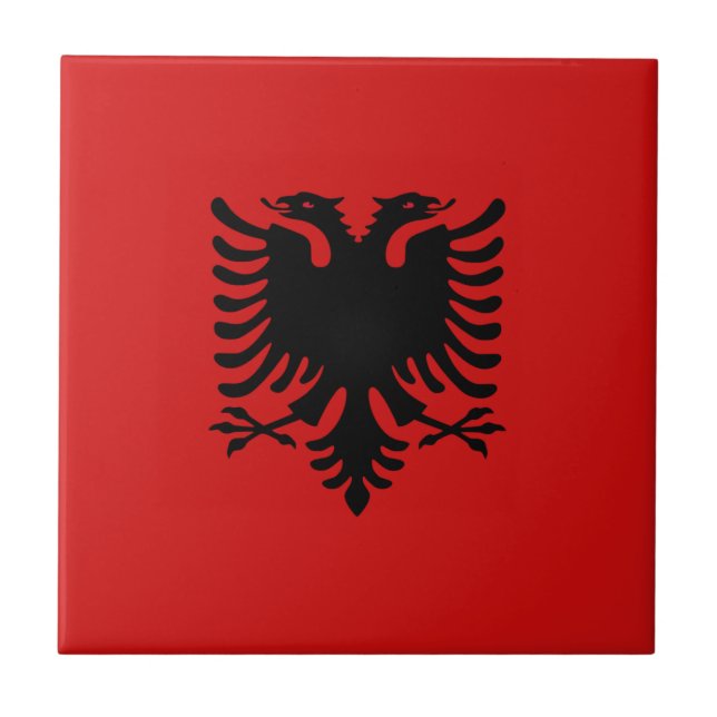 Baldosa cerámica de la bandera de Albania (Frente)
