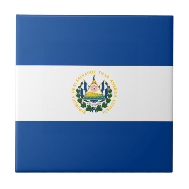 Baldosa cerámica de la bandera de El Salvador (Frente)