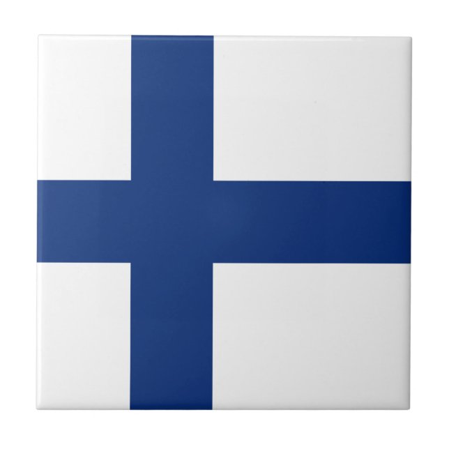 Baldosa cerámica de la bandera de Finlandia (Frente)