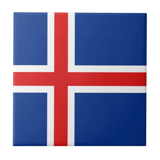Baldosa cerámica de la bandera de Islandia (Frente)