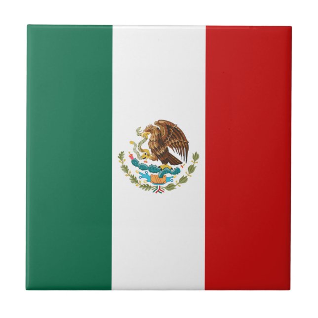 Baldosa cerámica de la bandera de México (Frente)
