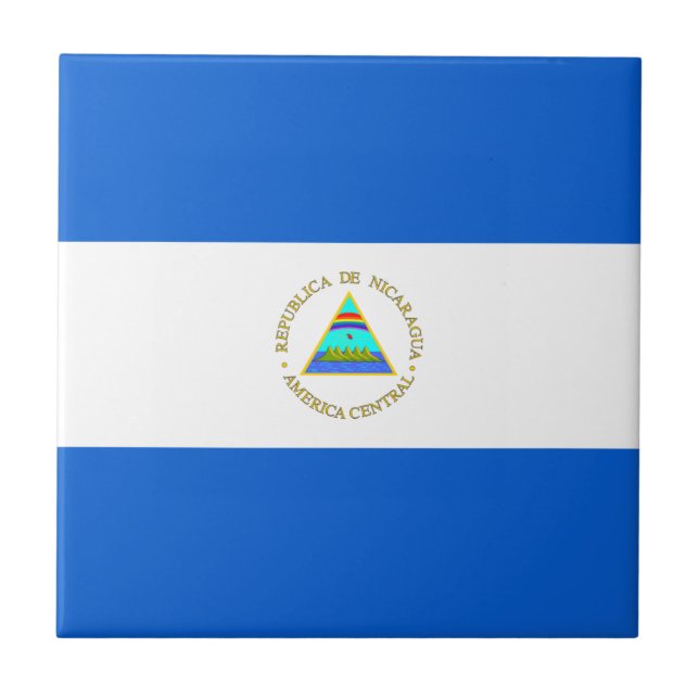 Baldosa cerámica de la bandera de Nicaragua (Frente)