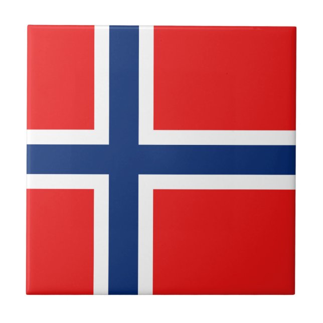 Baldosa cerámica de la bandera de Noruega (Frente)