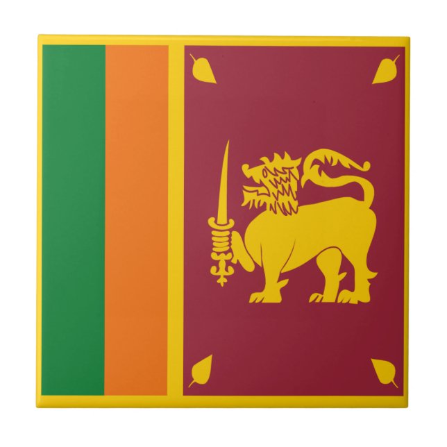 Baldosa cerámica de la bandera de Sri Lanka (Frente)