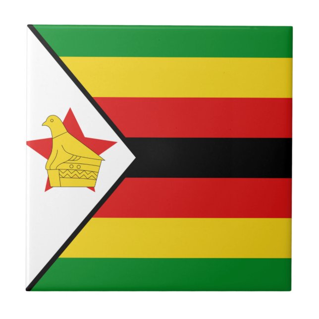 Baldosa cerámica de la bandera de Zimbabwe (Frente)