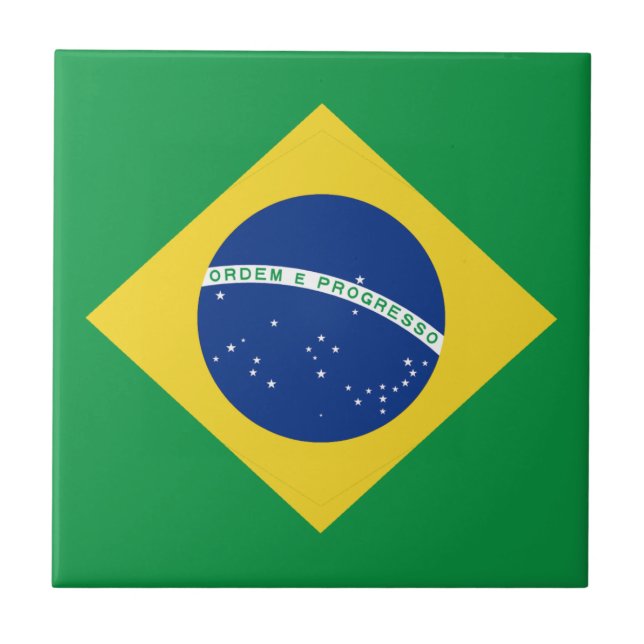 Baldosa cerámica de la bandera del Brasil (Frente)