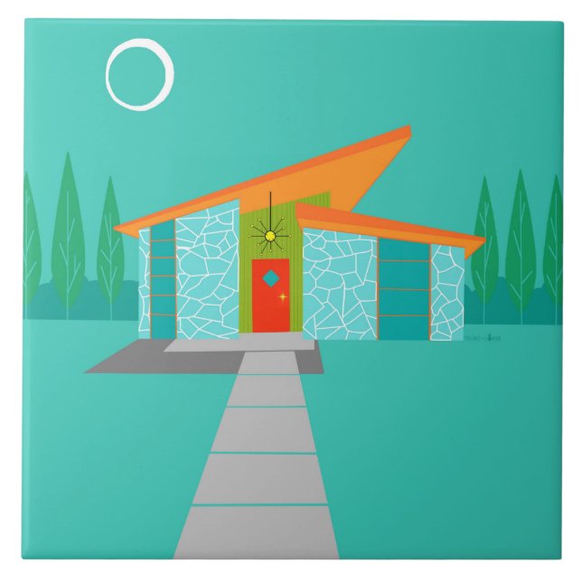 Baldosa cerámica de la casa del dibujo animado de (Frente)