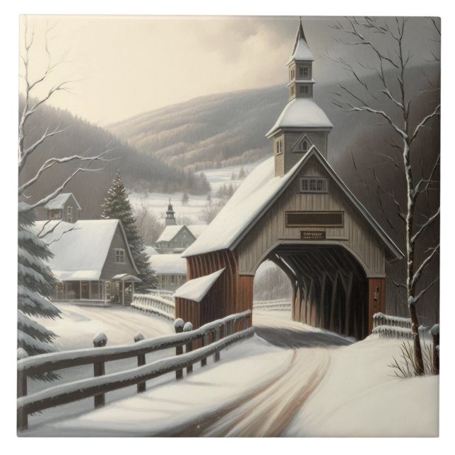 Baldosa cerámica de la escena del invierno (Frente)